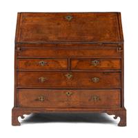 A George I Burl Walnut Slant-Front Bureau