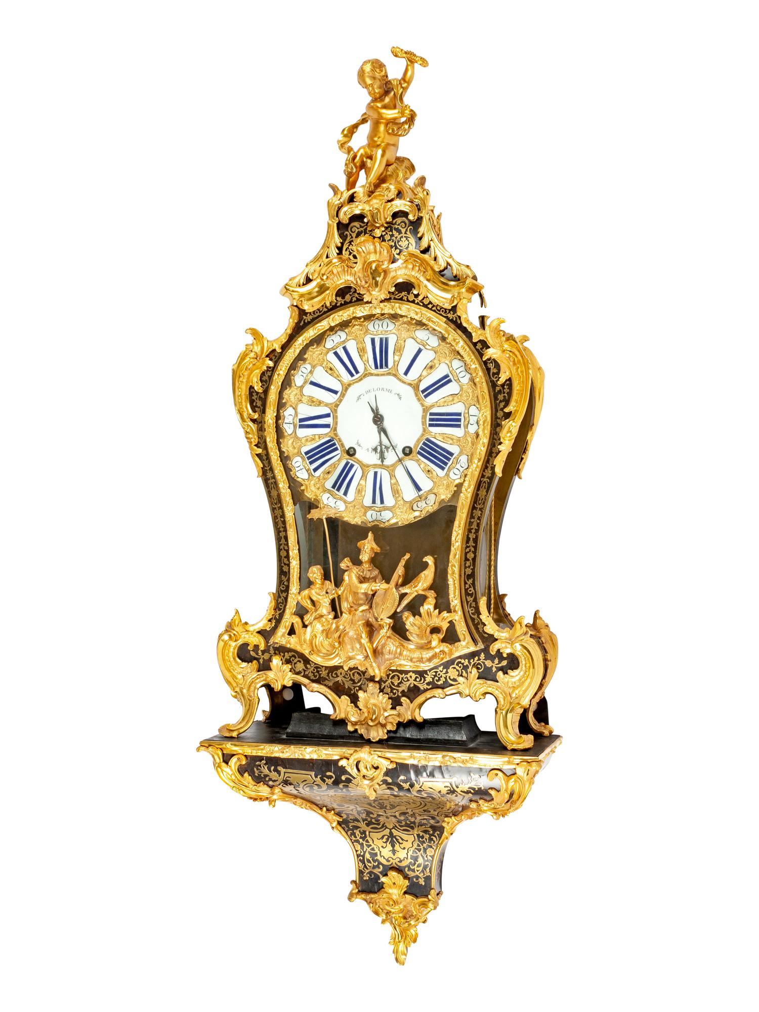 A Napoleon III Gilt Bronze Mounted Boulle Marquetry Bracket Clock