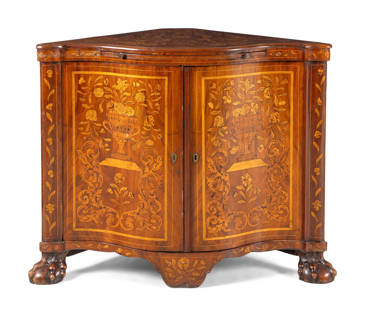 A Dutch Marquetry Corner Cabinet