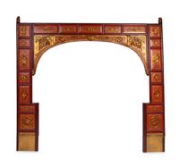 A Chinese Parcel-Gilt and Coral-Painted Architectural Panel — EARLY 20TH CENTURY