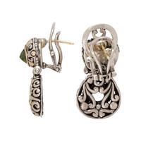 JOHN HARDY, STERLING SILVER, YELLOW GOLD, BLUE TOPAZ, AND PERIDOT EARRINGS