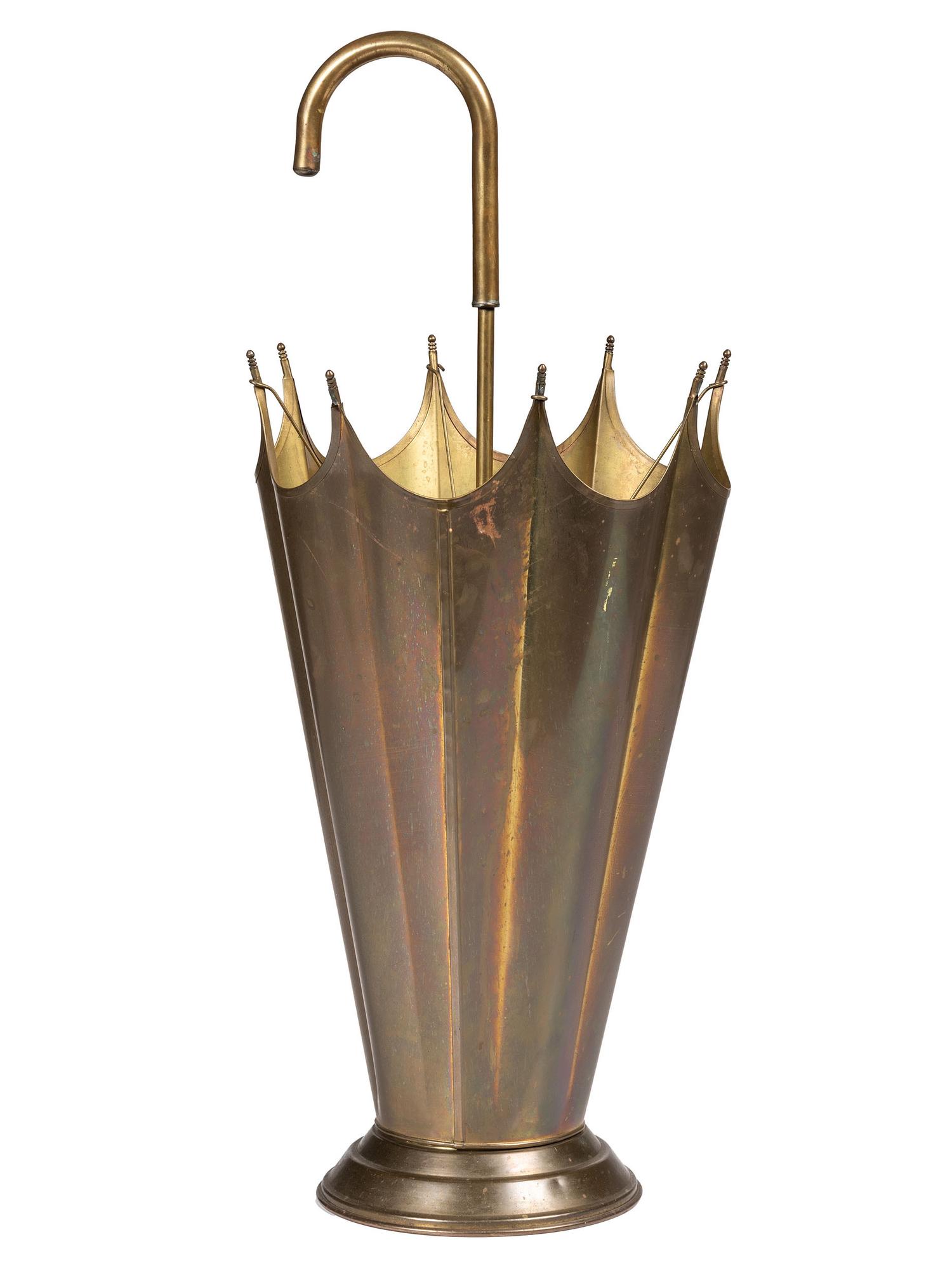 A French Brass Parasol-Form Umbrella Stand
