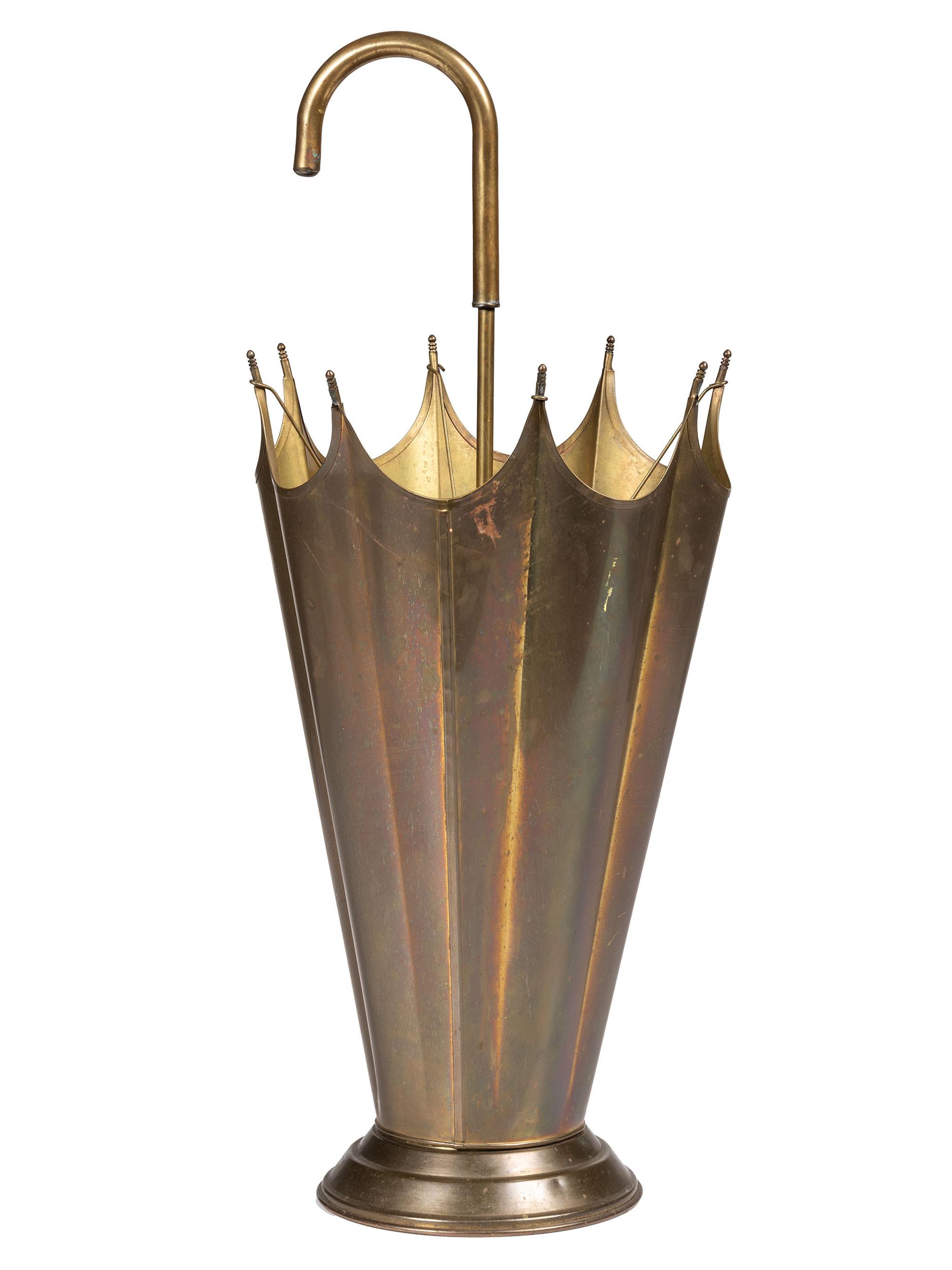 A French Brass Parasol-Form Umbrella Stand