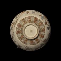 A Japanese Satsuma Type Enameled Pottery Momotaro Bowl, Yabu Meizan, Meiji Period