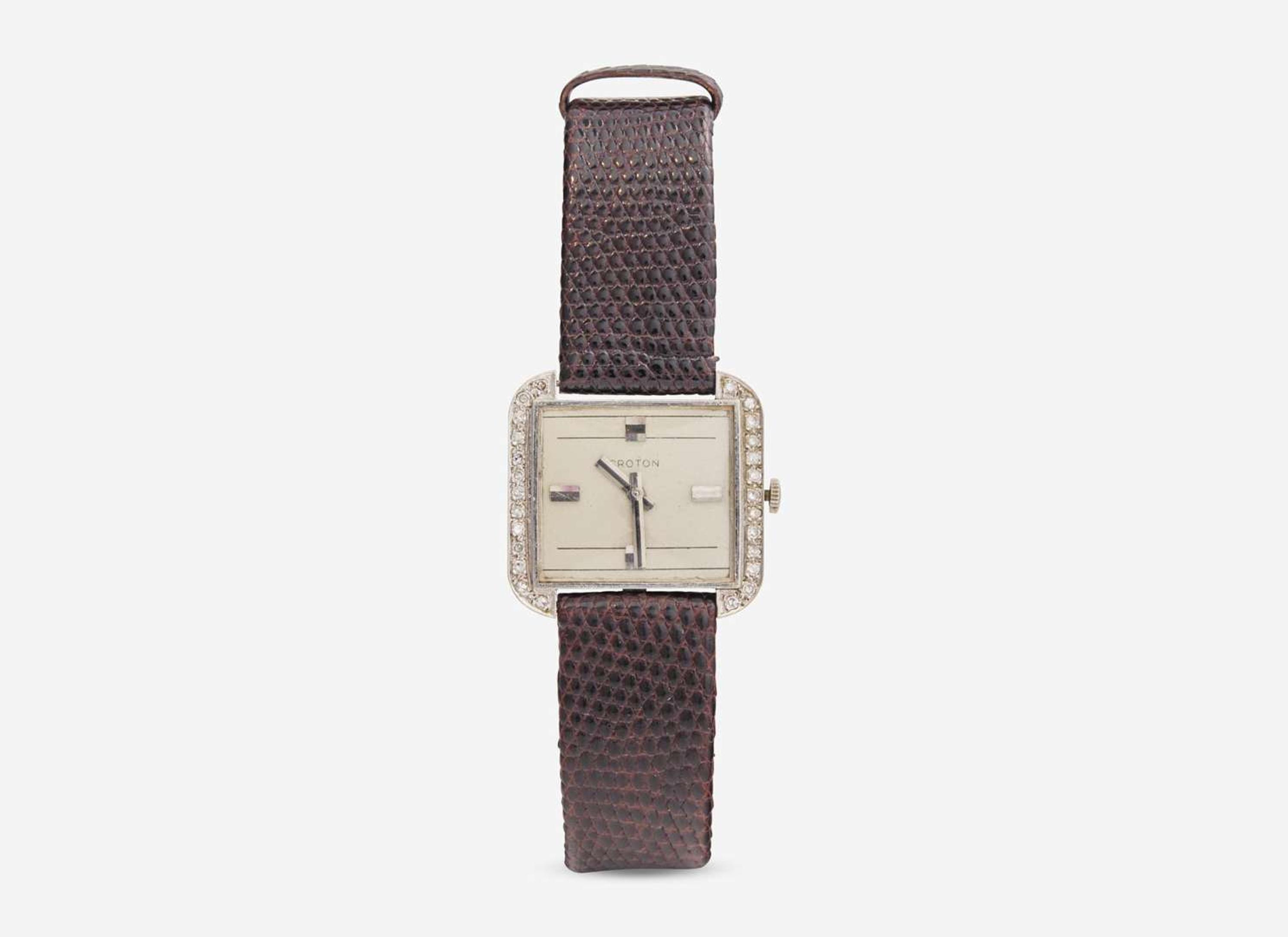 A Ladies 14K White Gold and Diamond Croton Watch