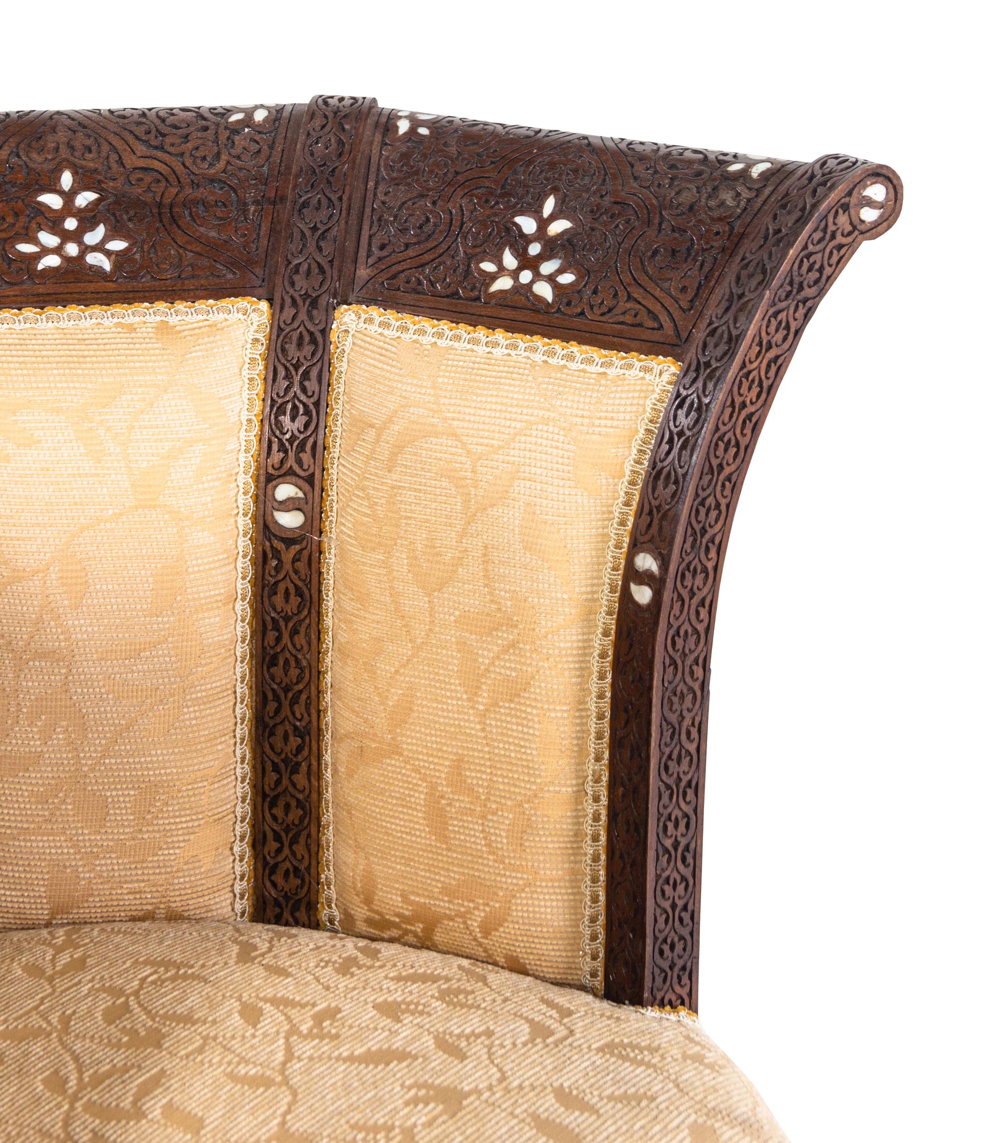 A Pair of Syrian Mother-of-Pearl Inlaid Walnut Chairs in the Art Deco Taste — 20TH CENTURY
