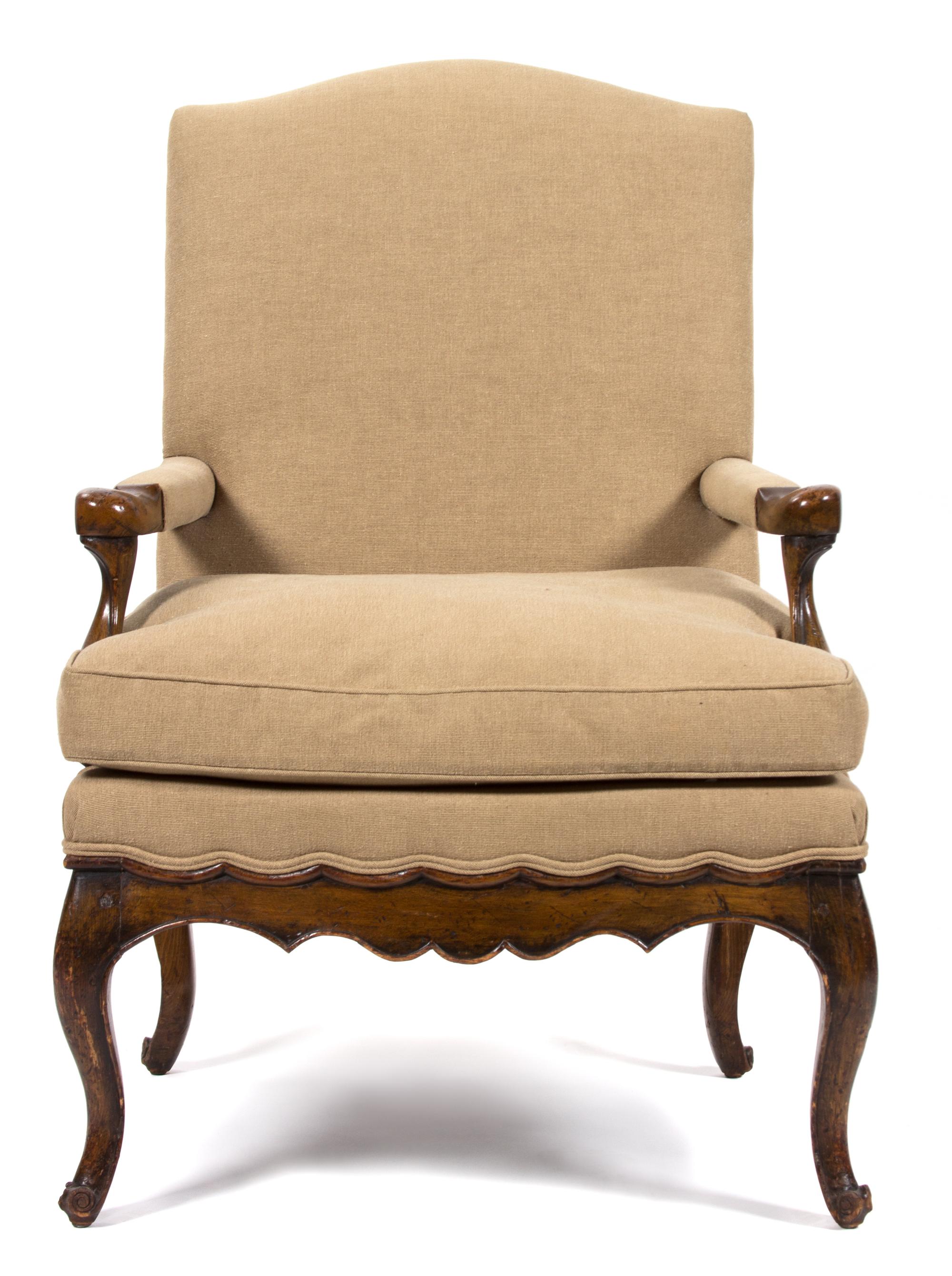 A Louis XV Style Walnut Fauteuil Height 42 inches. — 19TH CENTURY