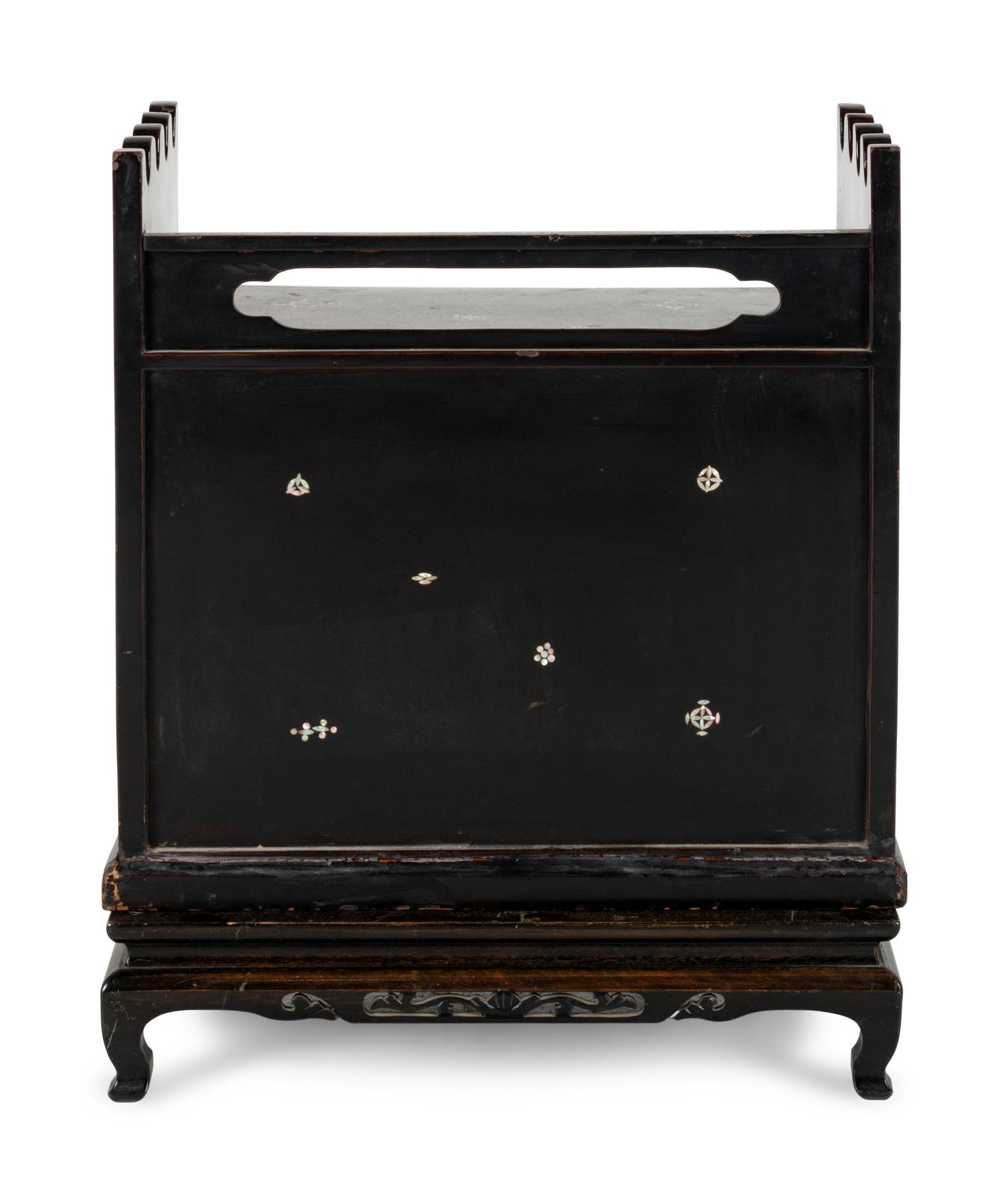 A Korean Black Lacquered and Mother-of-Pearl Inlaid 'Najeon Chilgi' Table Cabinet