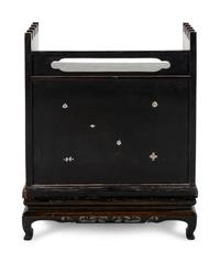 A Korean Black Lacquered and Mother-of-Pearl Inlaid 'Najeon Chilgi' Table Cabinet