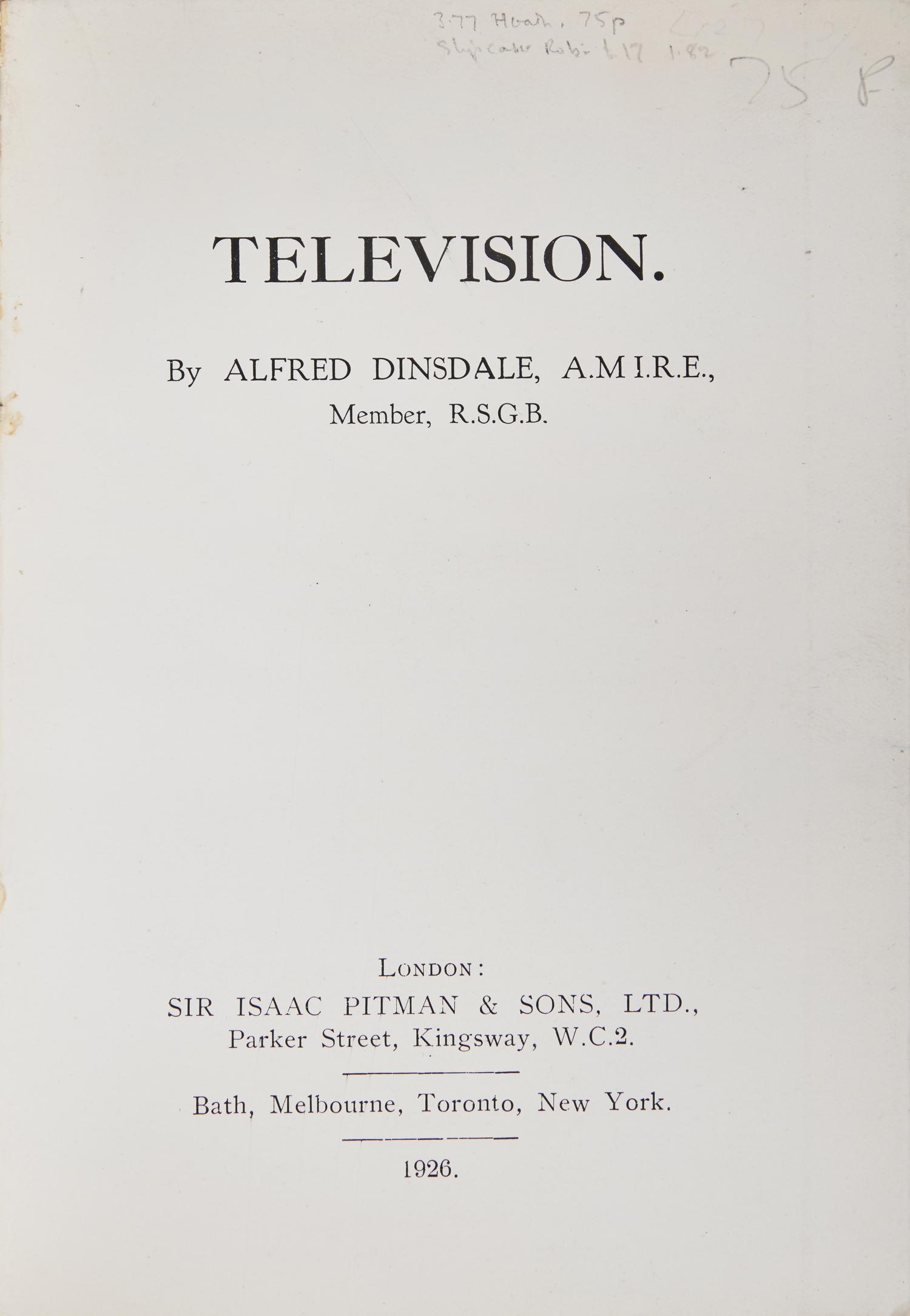 [Science, Medicine & Mathematics] Dinsdale, Alfred. Television