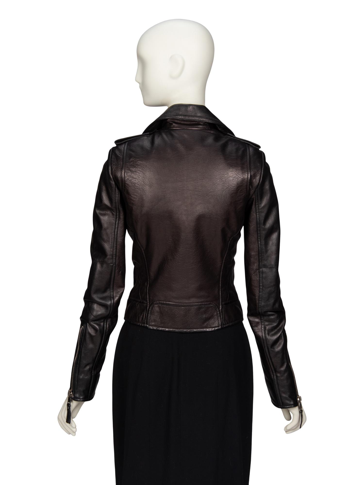 BALENCIAGA, BLACK LEATHER MOTO JACKET