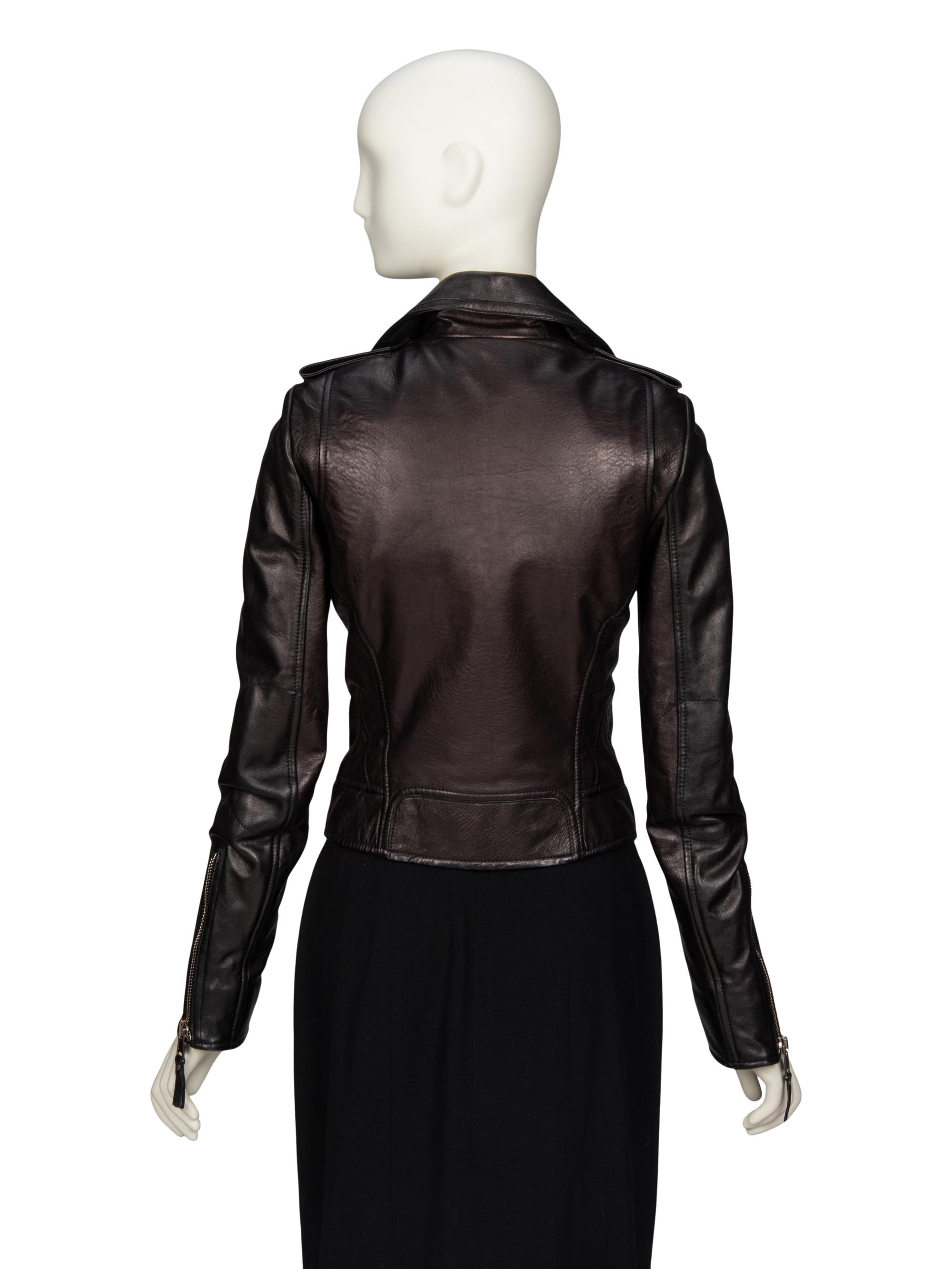 BALENCIAGA, BLACK LEATHER MOTO JACKET
