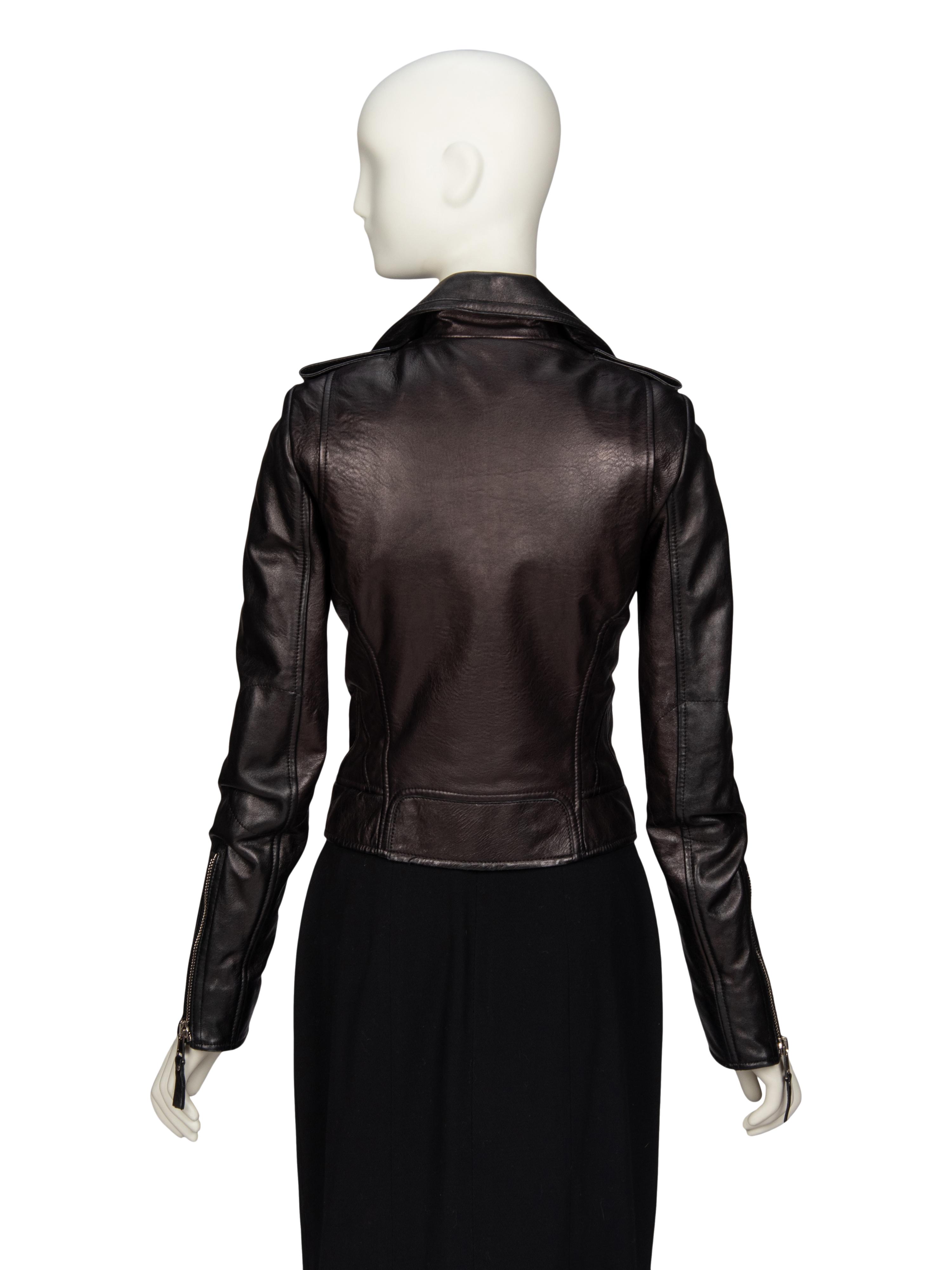 BALENCIAGA, BLACK LEATHER MOTO JACKET
