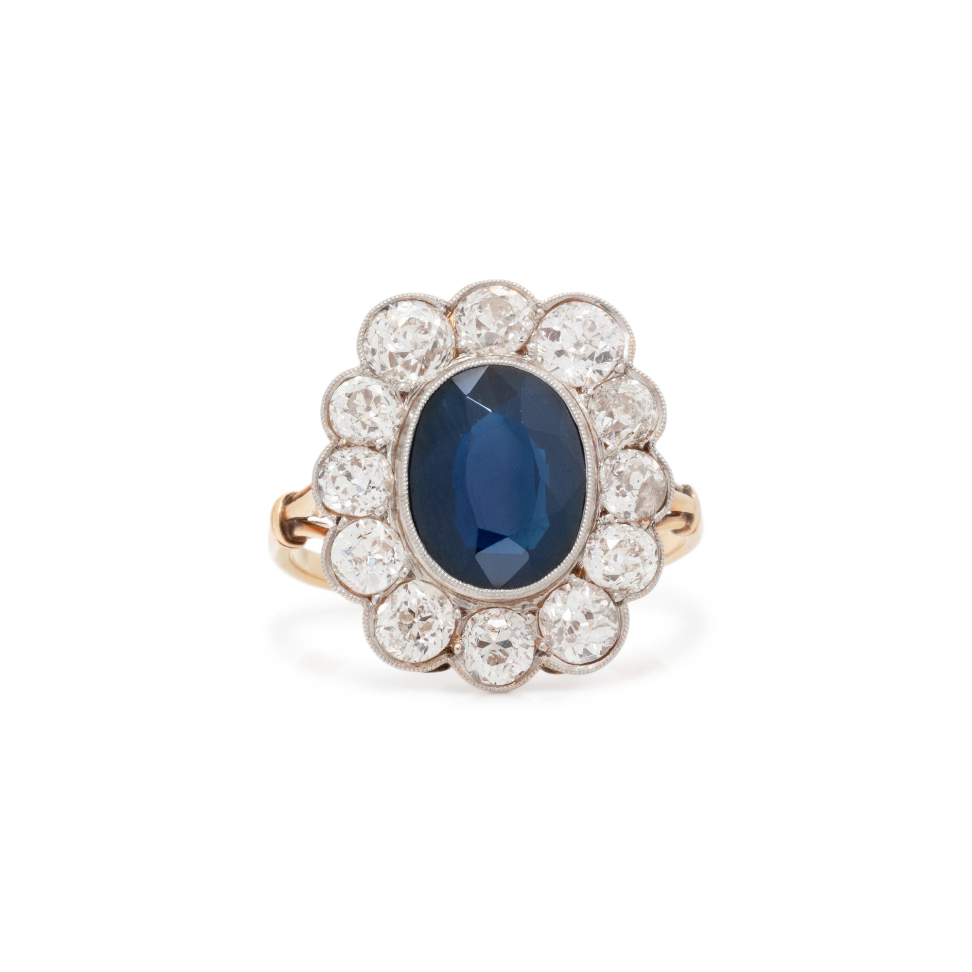 ANTIQUE, SAPPHIRE AND DIAMOND RING