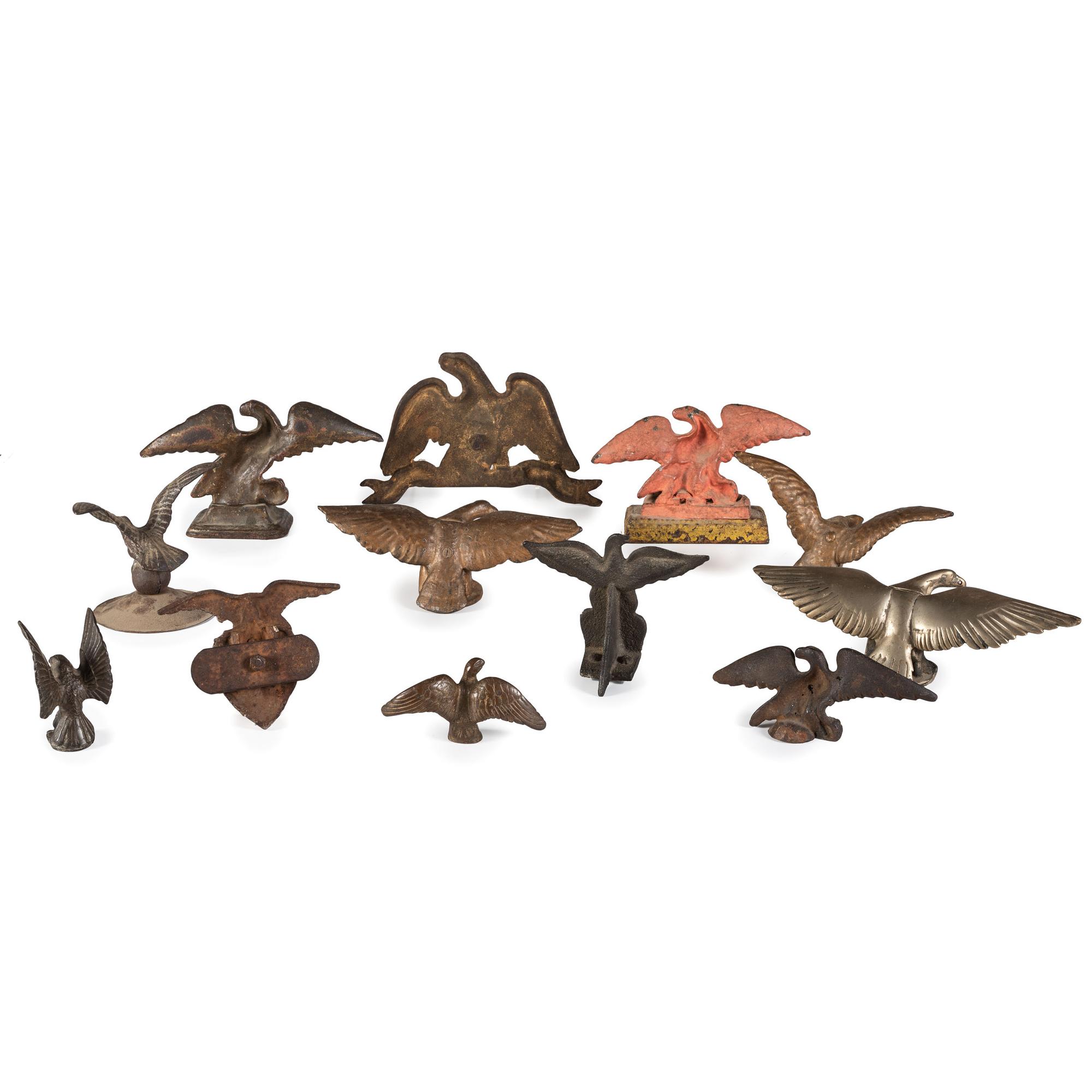 Twelve Cast Iron Eagle Finials and Mounts