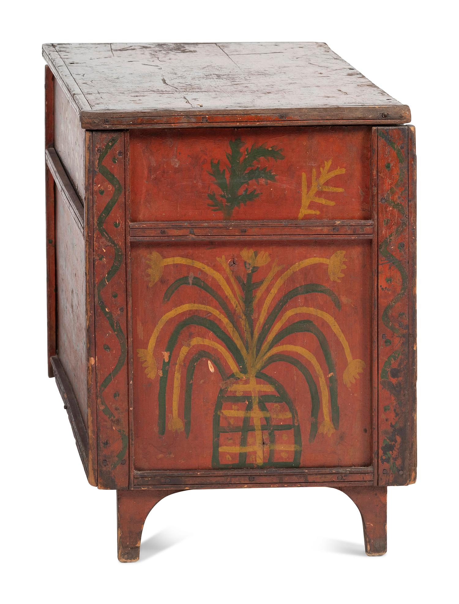 An African American Painted Cherrywood Blanket Chest