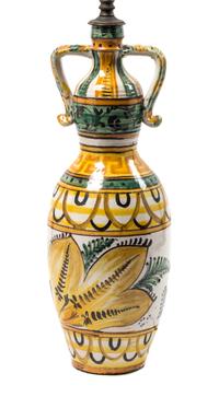 A Continental Glazed Ceramic Table Lamp Height 26 1/2 inches. — 20TH CENTURY