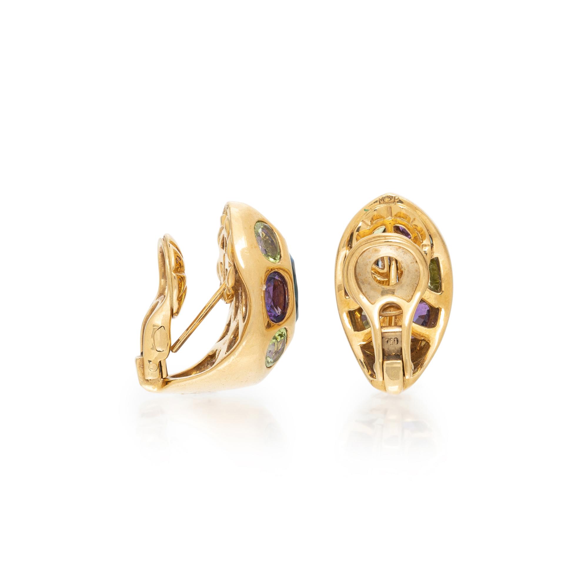 YELLOW GOLD AND MULTIGEM EARRINGS