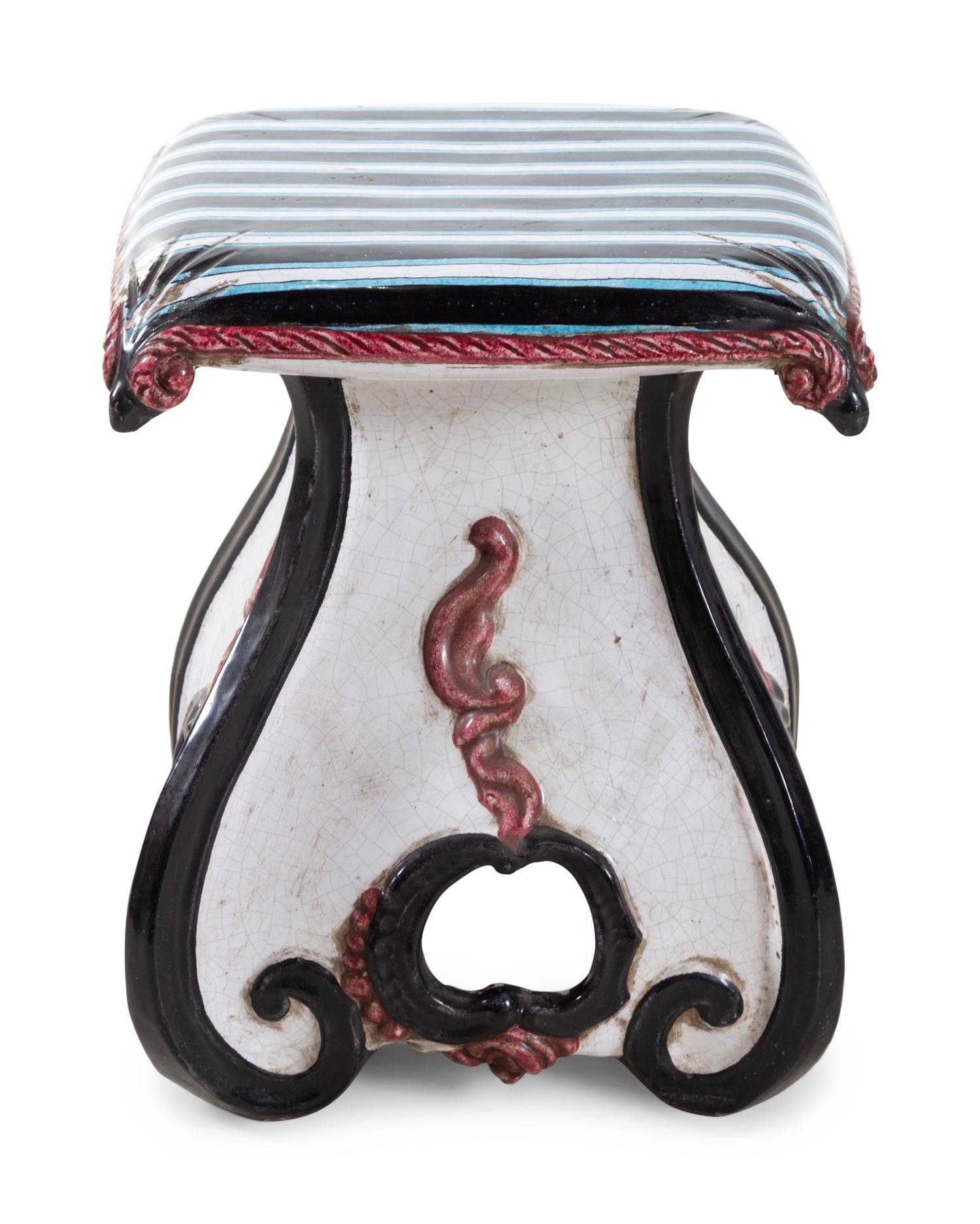 An Italian Ceramic Stool