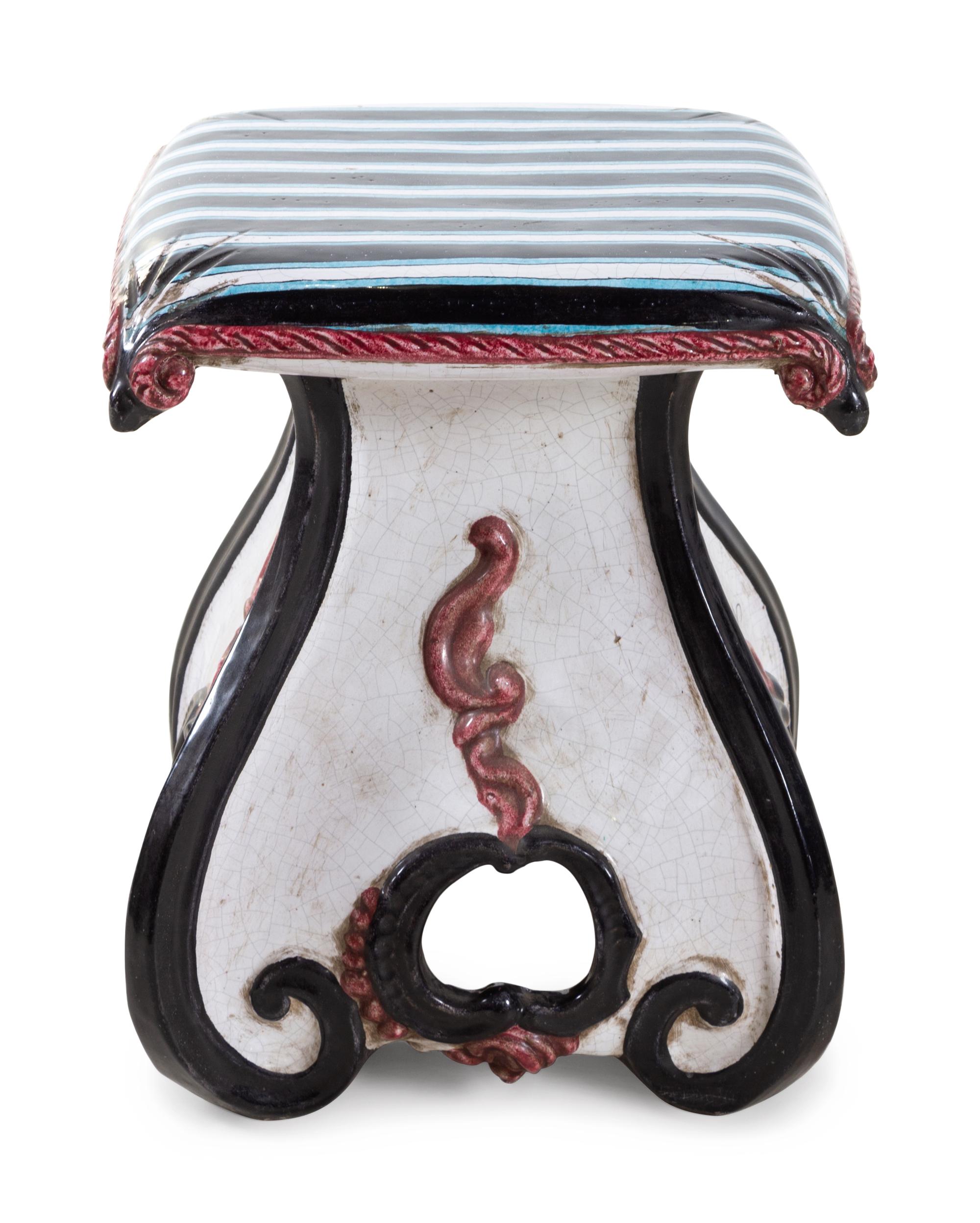 An Italian Ceramic Stool