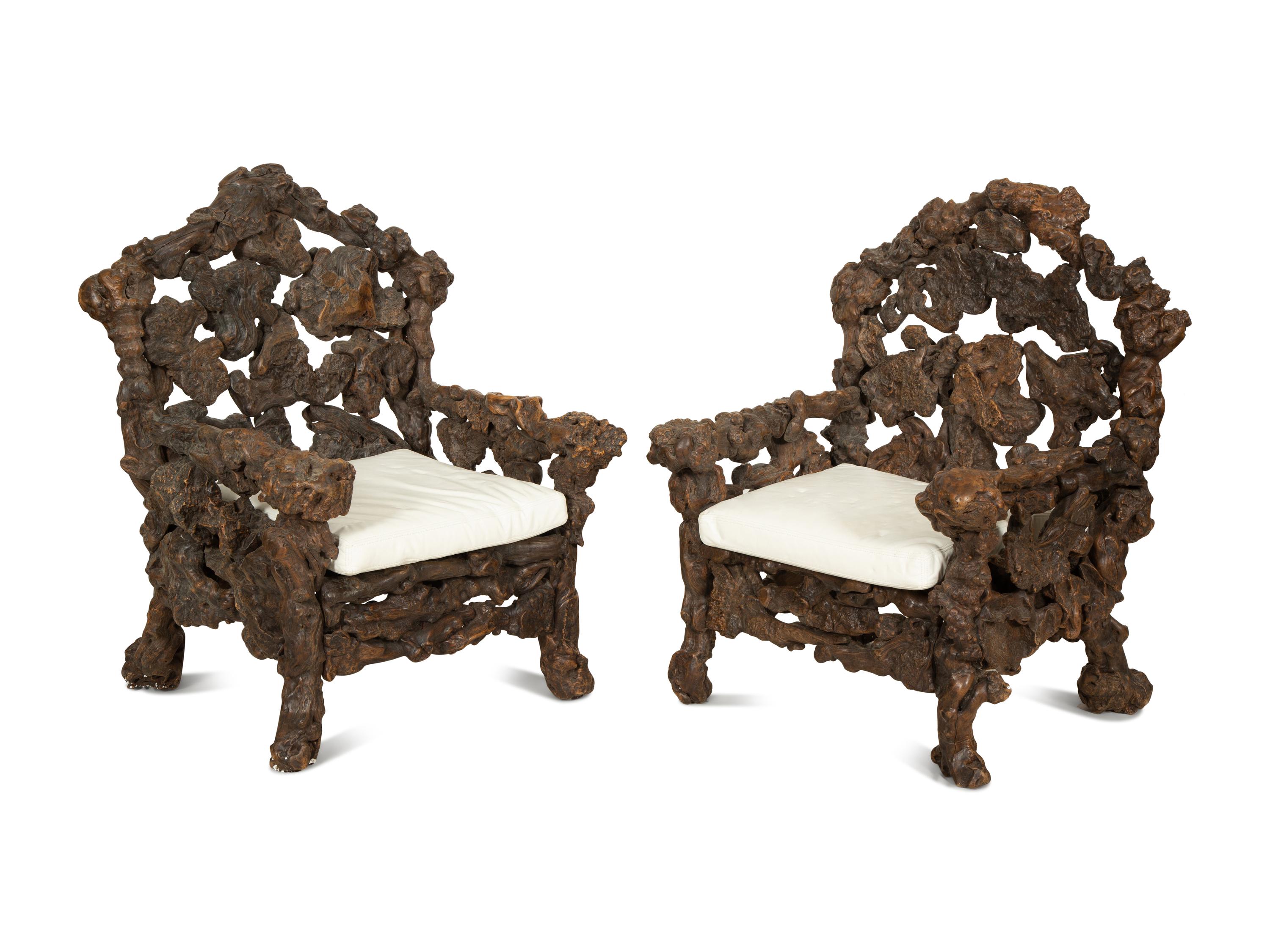 A Pair of Chinese Rootwood Armchairs