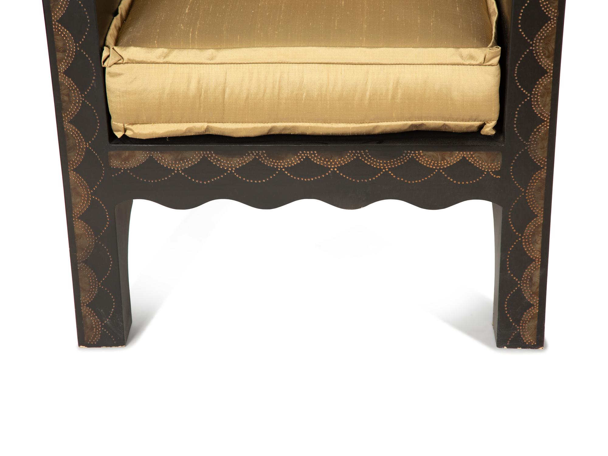 A Pair of Art Deco Style Painted and Ebonized Wood Armchairs — 20th Century