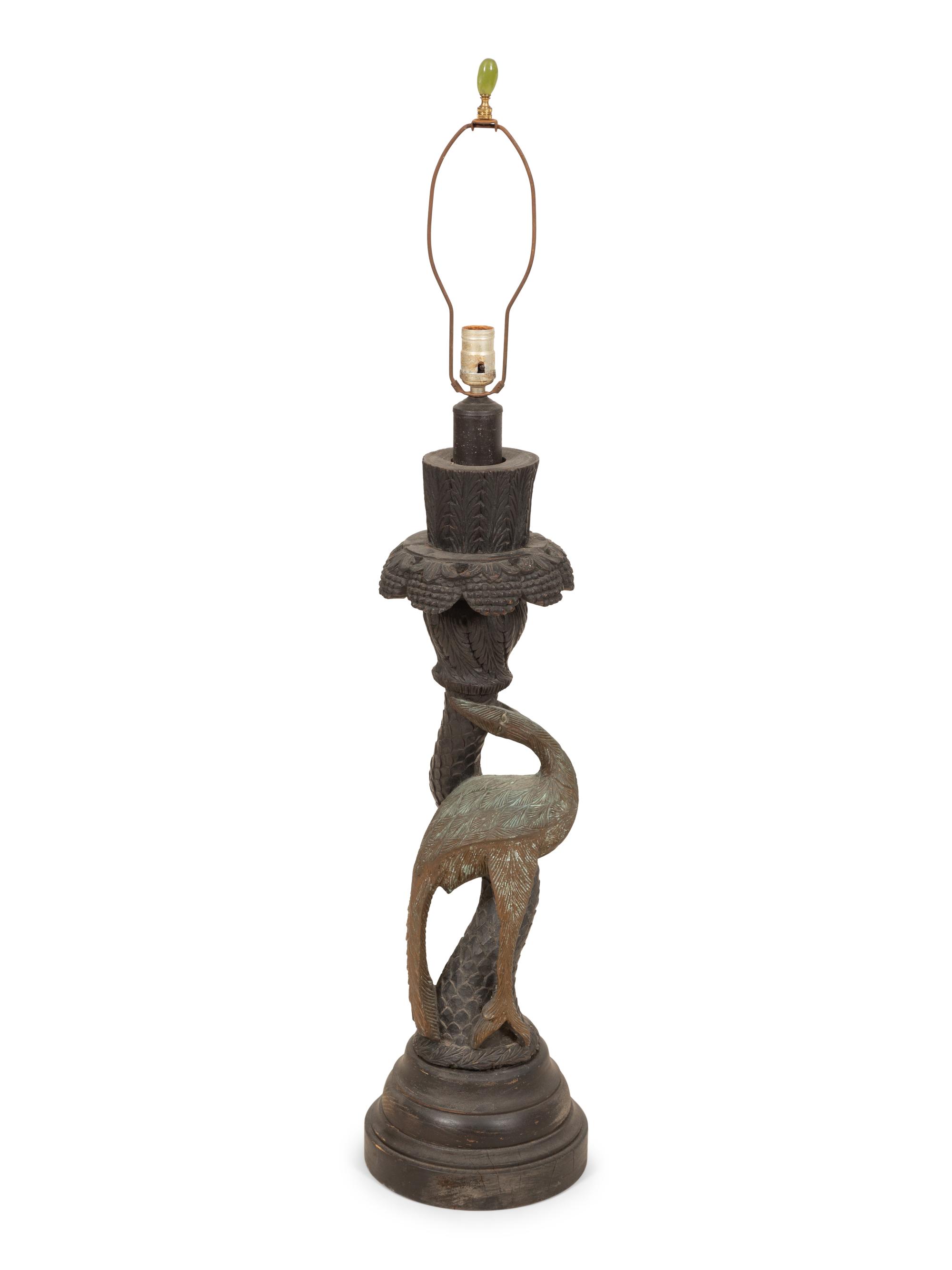 A Goa Carved Wood Table Lamp Base