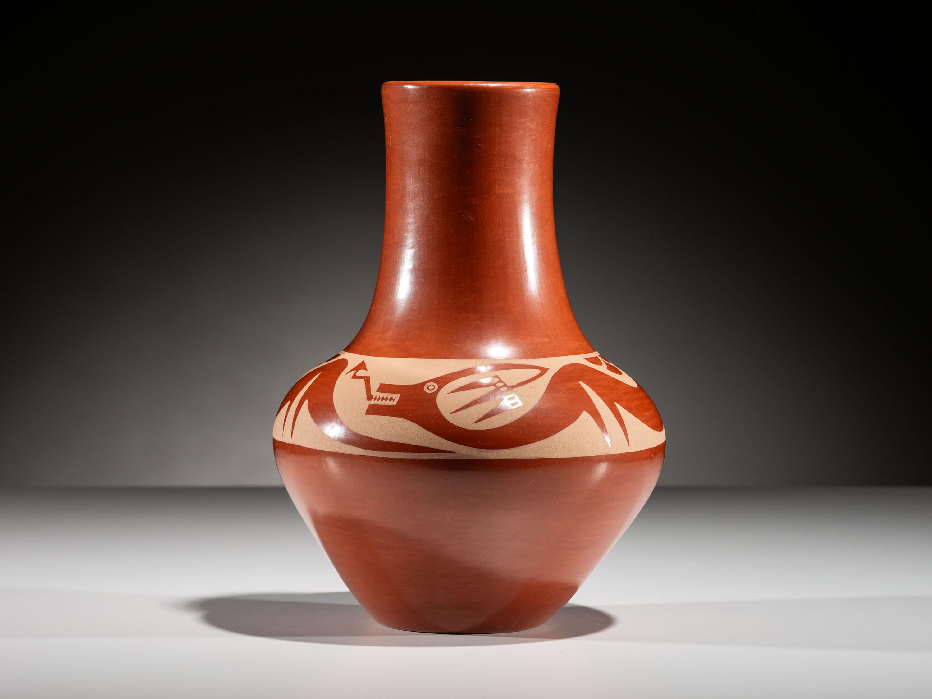 Redware Pottery Vase, Signed Twice October 1963
