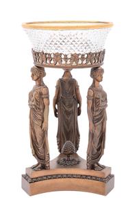 An Empire Style Gilt Bronze and Cut-Glass Center Bowl