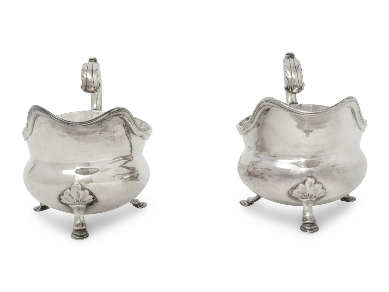 A Pair of Silver-Plate Sauce Boats