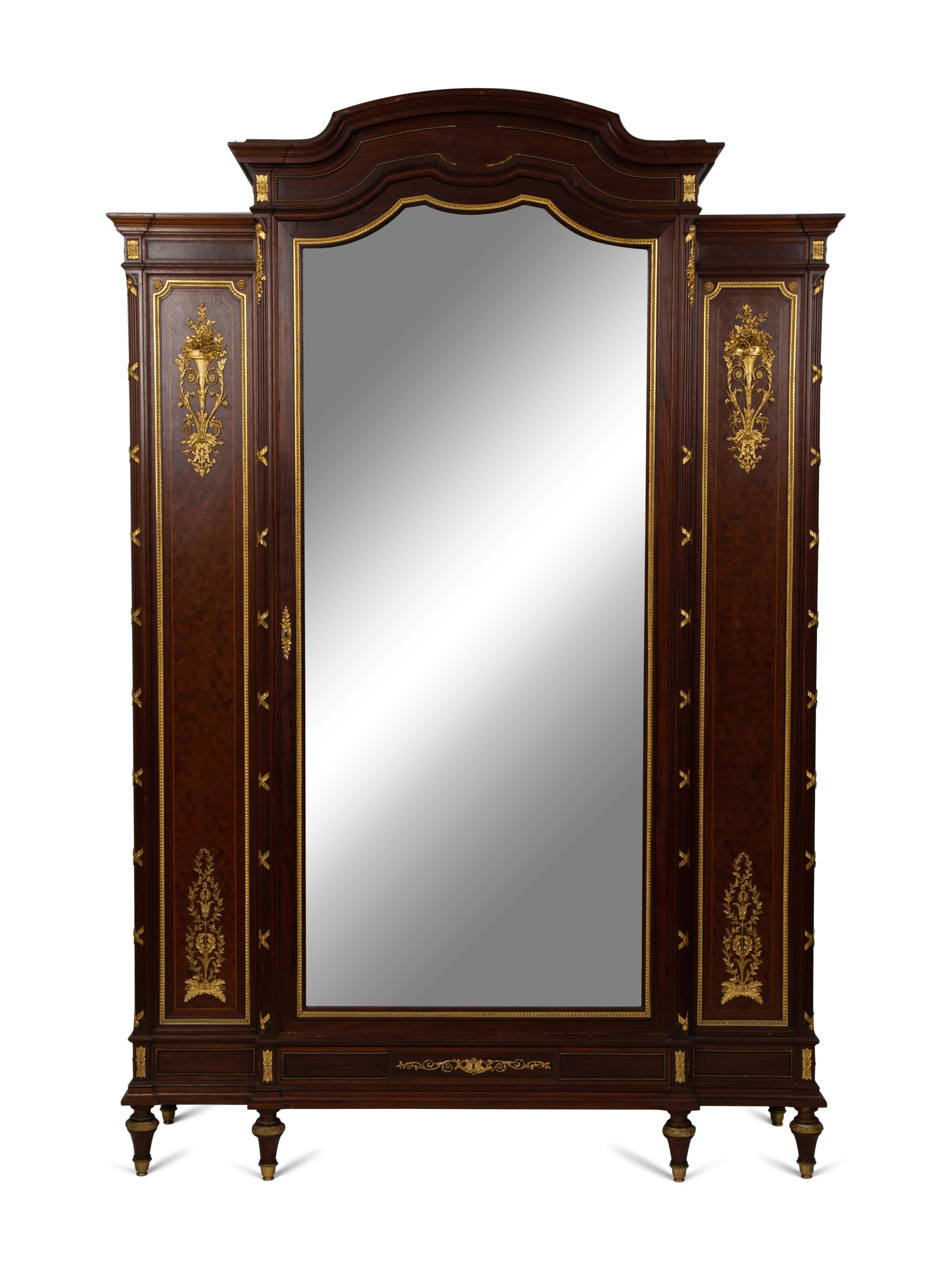 An Empire Style Gilt Bronze Mounted Parquetry Armoire — EARLY 20TH CENTURY