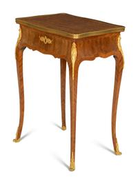 A Louis XV Style Gilt Metal Mounted Parquetry Dressing Table