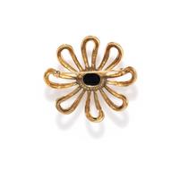 TIFFANY & CO., PALOMA PICASSO, YELLOW GOLD AND ONYX FLOWER BROOCH