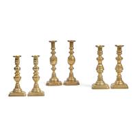 A Group of Six English Brass Candlesticks