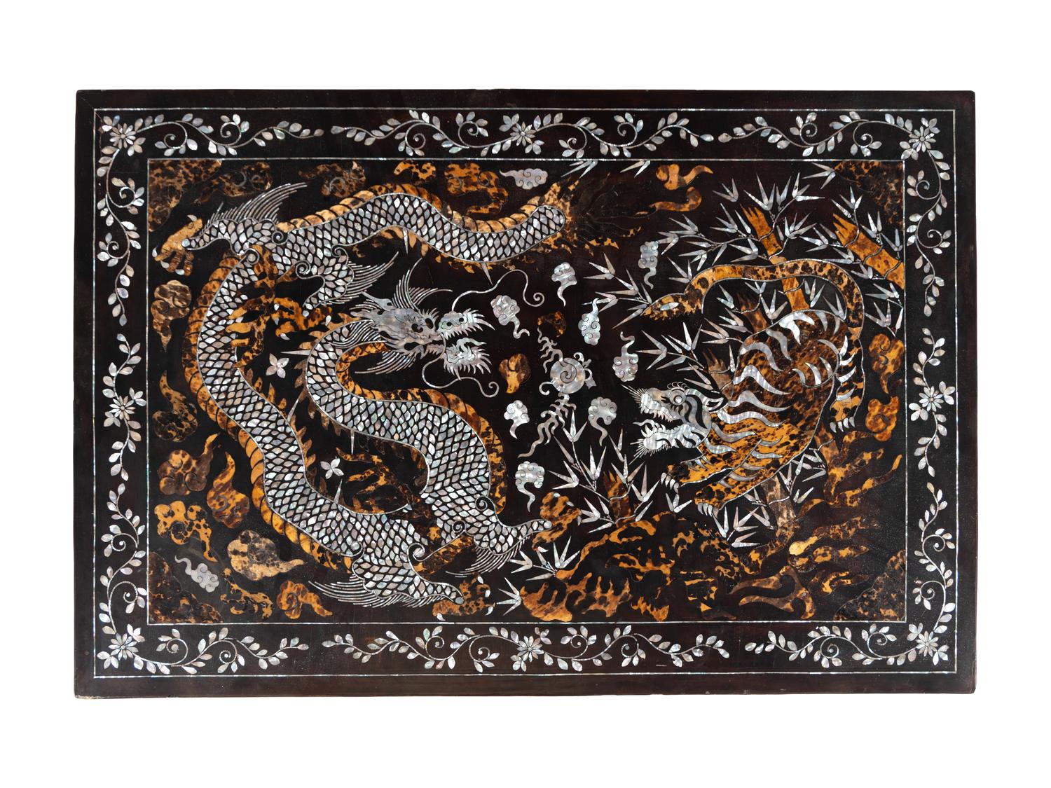 A Korean Mother-of-Pearl Inlaid Lacquered Low Table
