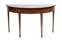 A Regency Style Demi-Lune Console Table Height 29 x width 48 x depth 24 inches. — 20TH CENTURY
