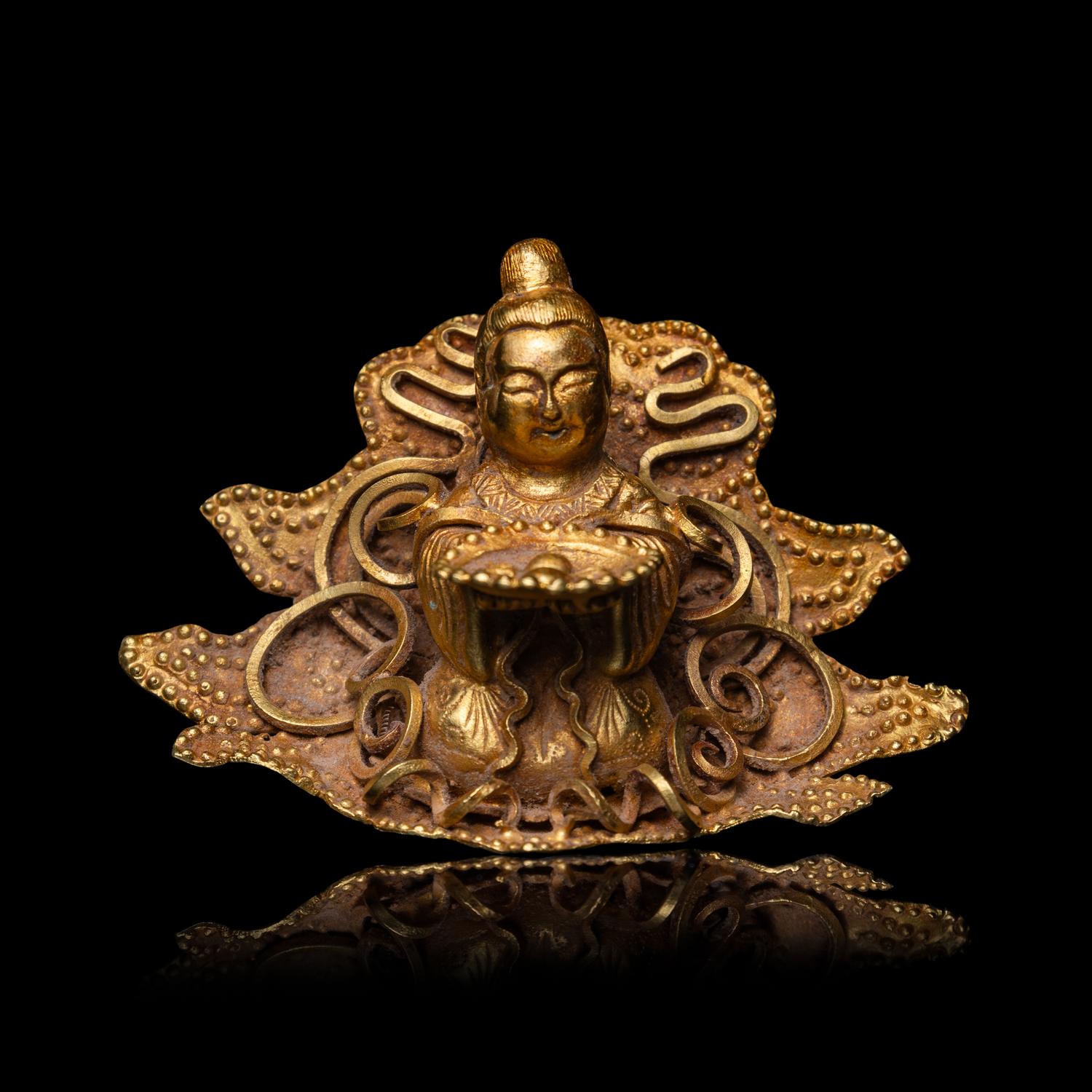 A Chinese Gold 'Immortal' Hairpin, Tiaoxin, Ming Dynasty 明 麻姑獻壽金挑心
