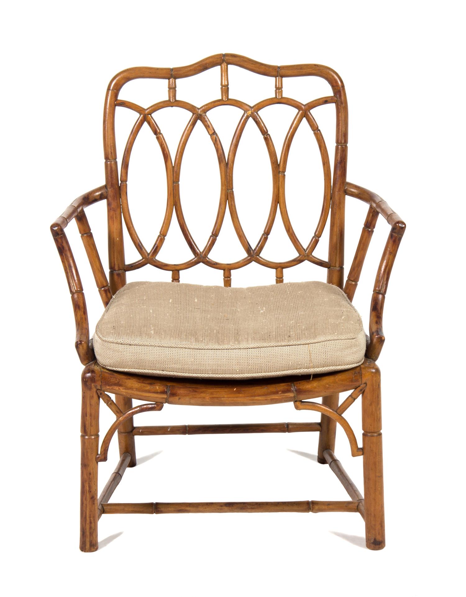 A Chippendale Style Bamboo Armchair Height 33 1/2 inches. — 20TH CENTURY
