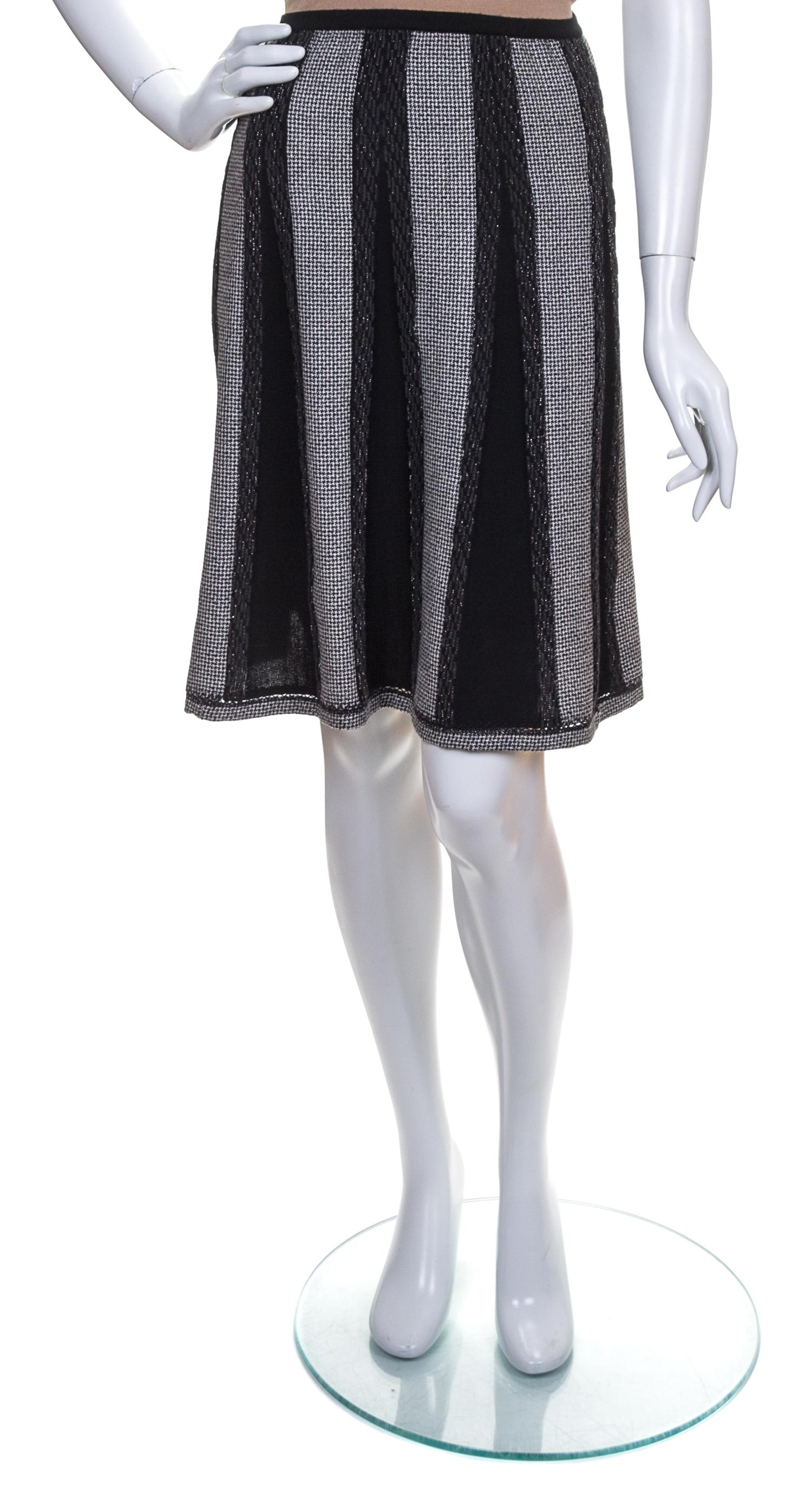 A Chanel Black and White Wool Houndstooth Skirt, Size 42.