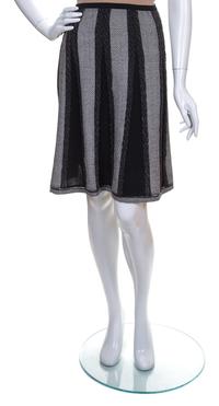 A Chanel Black and White Wool Houndstooth Skirt, Size 42.