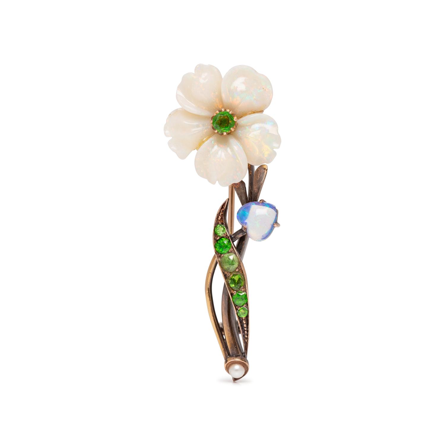 ANTIQUE, RUSSIAN, MULTIGEM FLOWER BROOCH