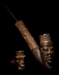 Two African Wood Smoking Pipes