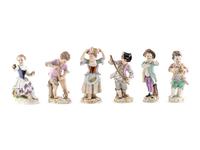 A Group of Six Meissen Child Figures