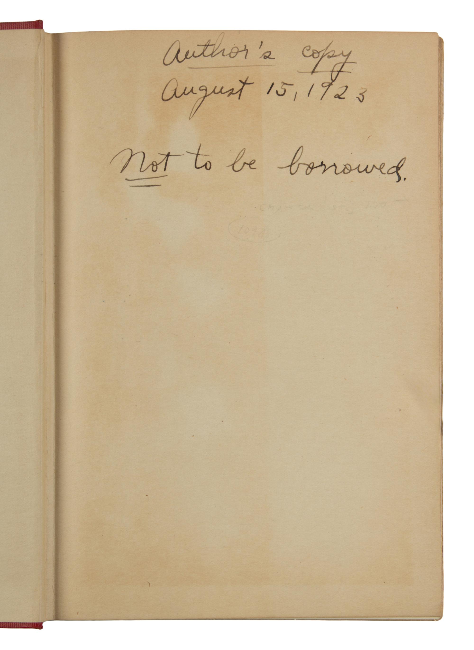 LOCKE, Gladys Edson (1887-1945), his copy. The Scarlet Macaw . Boston: L.C. Page & Company, 1923.