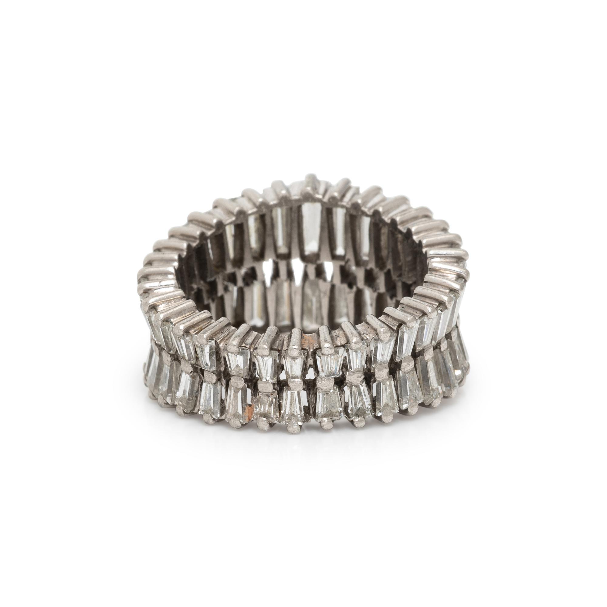 TAPERED BAGUETTE DIAMOND AND PLATINUM RING