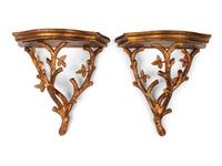 A Pair of Contemporary Gilt Composite Wall Brackets