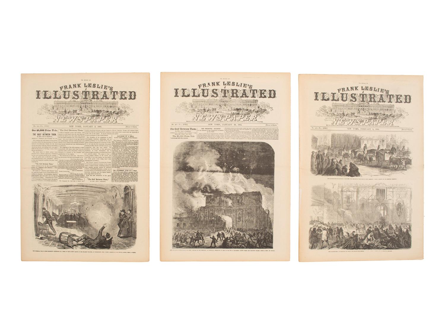 [CIVIL WAR]. Frank Leslie's Illustrated Newspaper . Bound vols. in English and German, ca 1858-1862.
