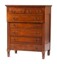 A Federal Carved and Inlaid Cherrywood Chest of Drawers