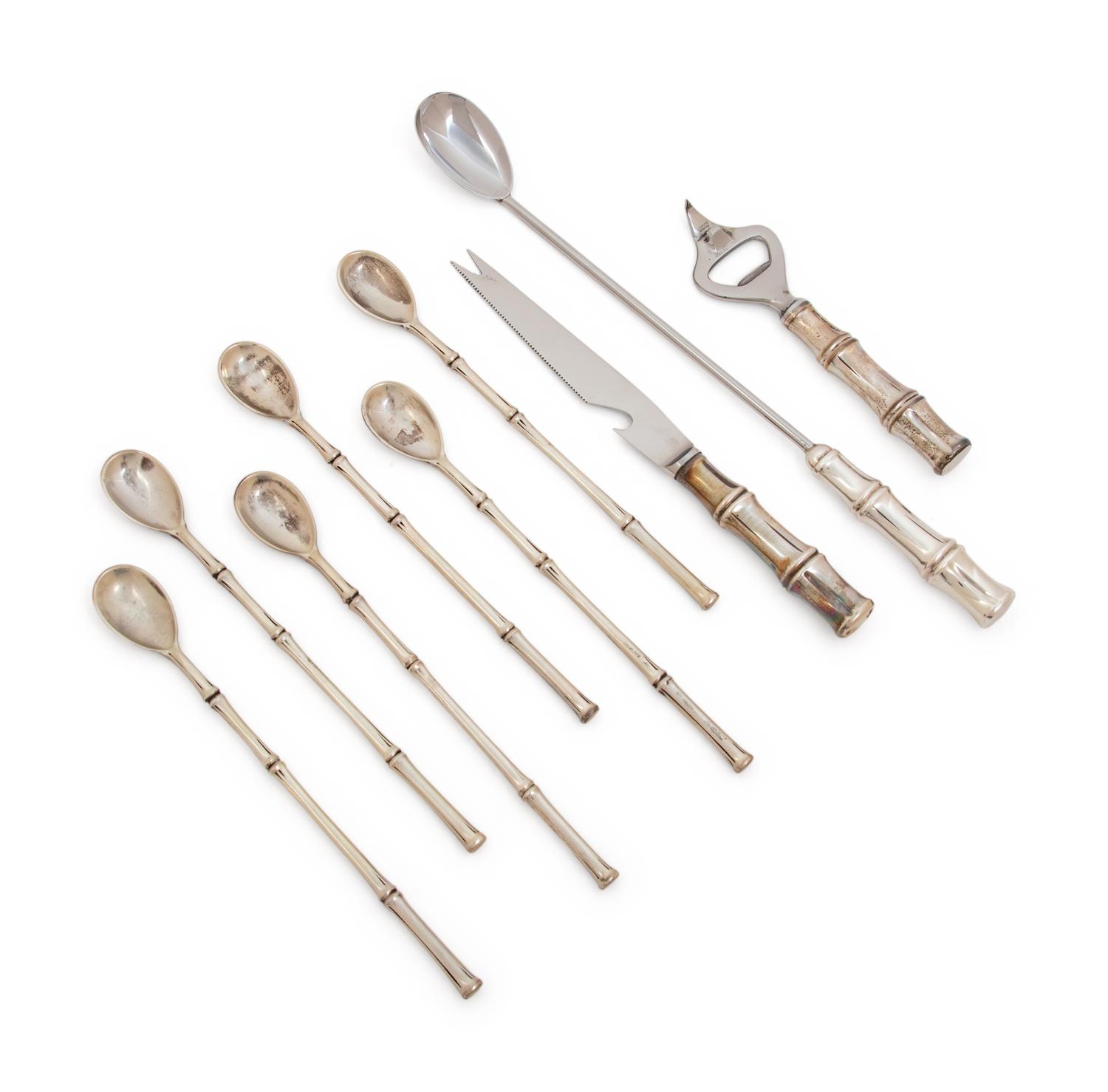 A Group of Eleven Tiffany & Co. Silver Bamboo Pattern Bar Articles