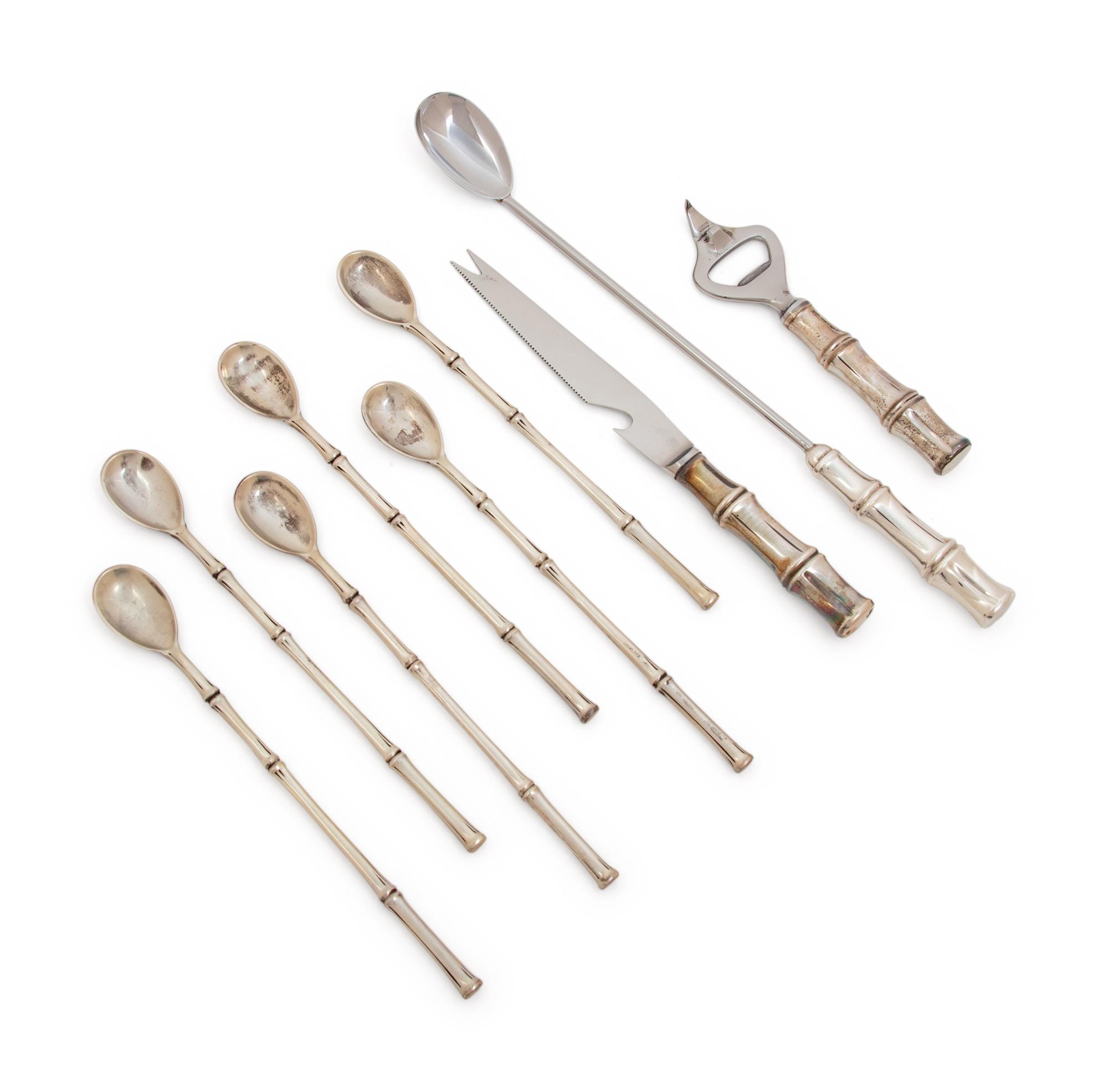 A Group of Eleven Tiffany & Co. Silver Bamboo Pattern Bar Articles